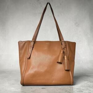 Kate Spade Orchard St Maya Tan Caramel Pebbled Leather Tote Shoulder Bag Tassel